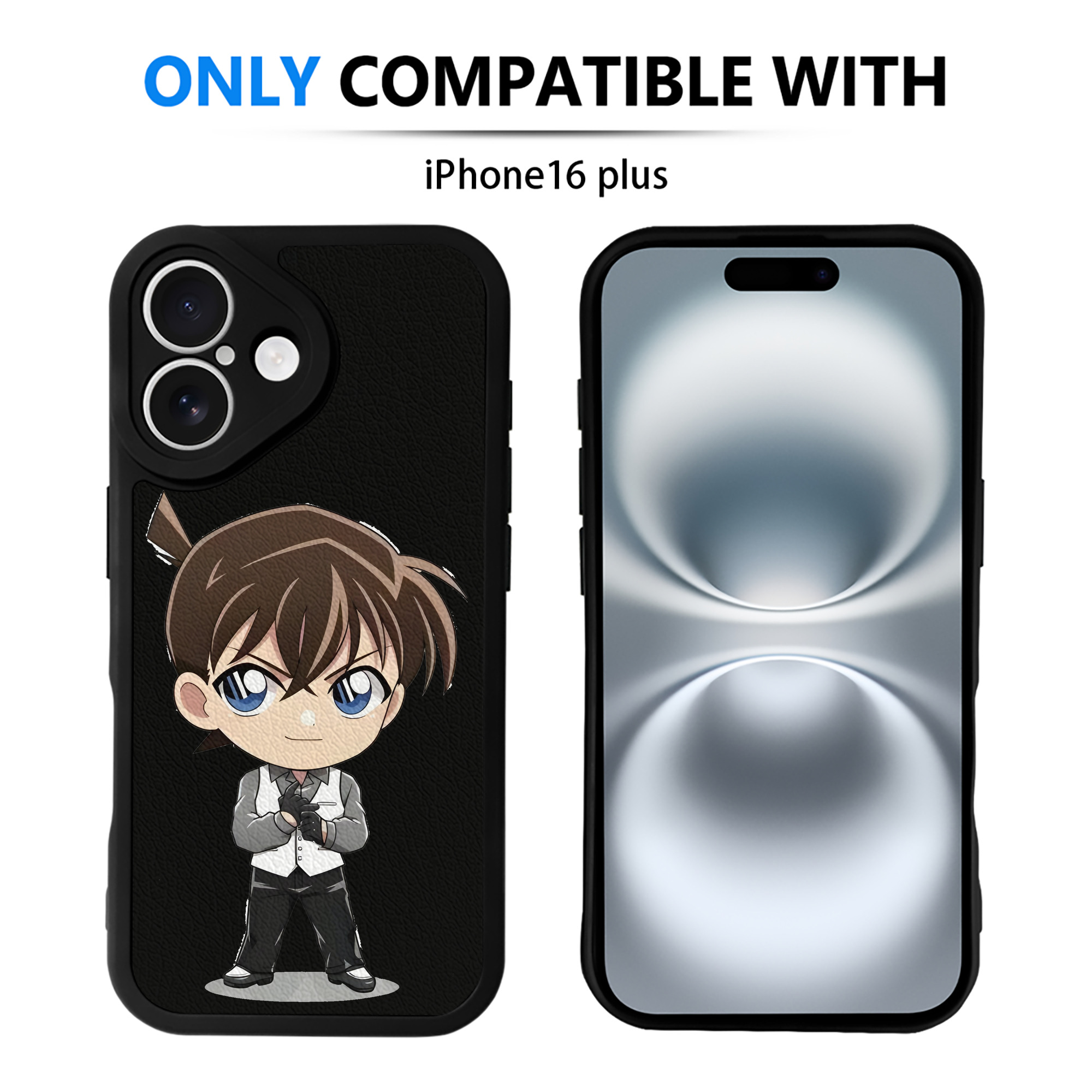 （画像用） 名探偵コナン 江戸川 コナン Detective Conan Conan Edogawa 【iPhone 16シリーズ対応】シリコンスマホケース（レザー調） 材質：シリコン